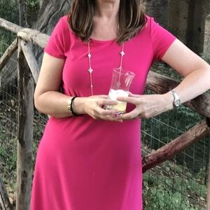 Sculpted Asymmetrical Dress in Bright Pink